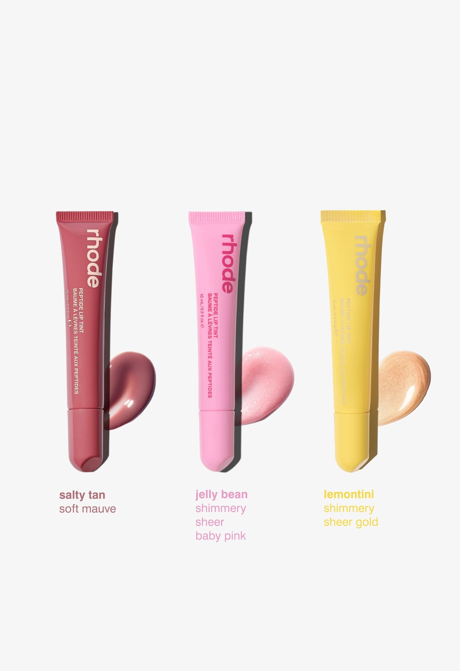 the peptide lip trio lemontini, jelly bean, salty tan