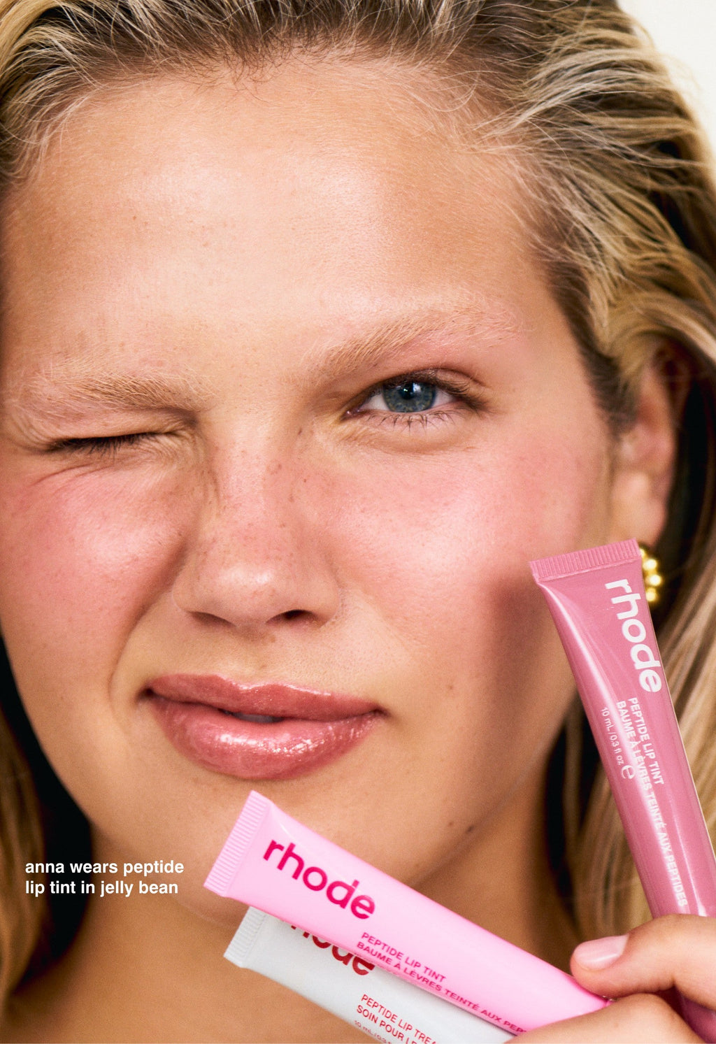 the peptide lip trio strawberry glaze, jelly bean, salty tan